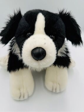 Build A Bear Black & White Border Collie Plush Dog Vintage Retired
